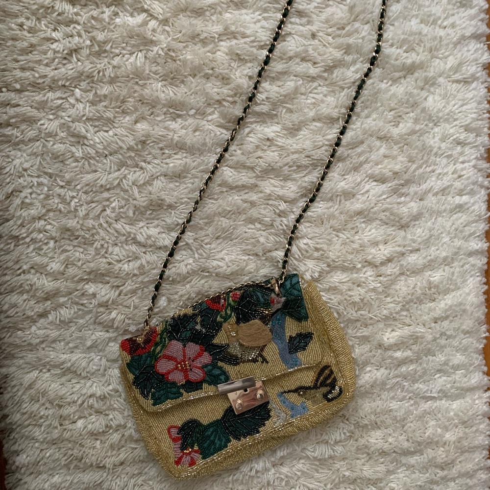 All beaded clutch/shoulder bag